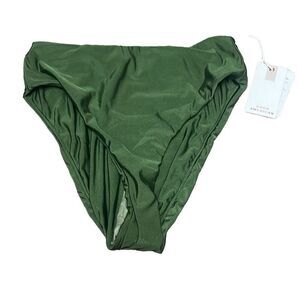 Good American 2 US Medium Good Waist Bikini Bottoms Olive Green NWT Cheeky